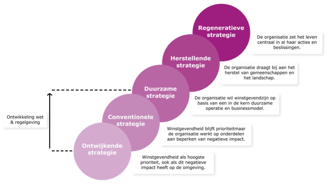 Figuur 1. Impact strategiën PHI Factory & Handpicked. Gebaseerd op Shifting from ‘sustainability’ to regeneration - Bill Reed.